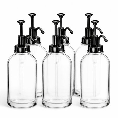Coffee Syrup Dispenser Set, 6 Pack 16.9 oz Glass Bottles with Pump and Labels for Home Coffee Bar and Cafe