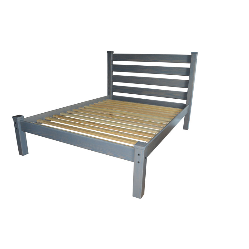 Gray Solid Wood Queen Bed Frame