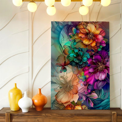 Papillon coloré abstrait coloré, fleurs vibrantes, impression d'art mural sur toile, décor de bureau de chambre à coucher de salon, décoration murale de galerie, œuvre d'art élégante, pour le couloir d'entrée du canapé-lit