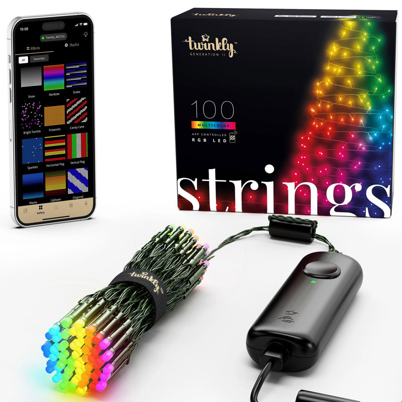 Twinkly Multicolor 26.2ft Smart LED String Lights with 100 Bulbs
