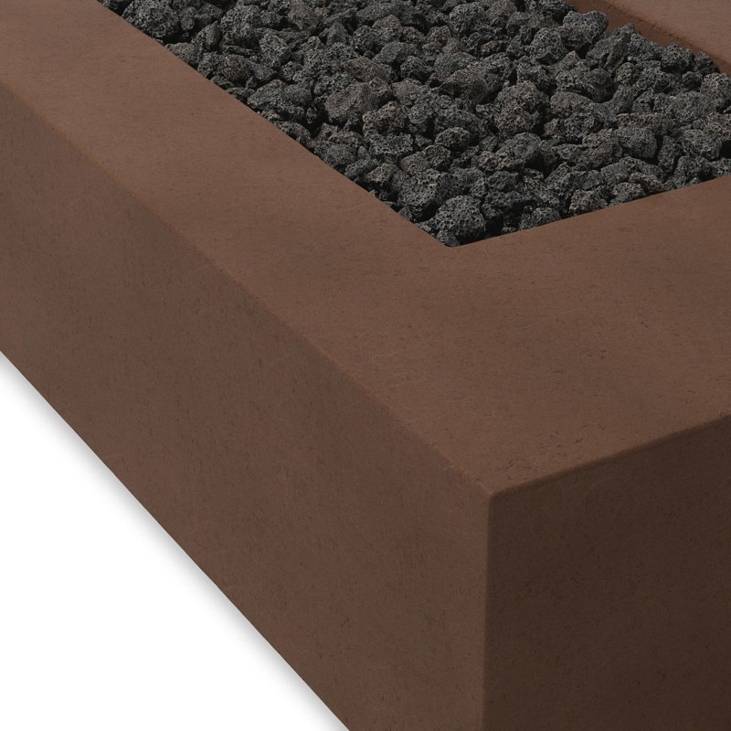 Kenton Rectangle Concrete Fire Pit Table, Natural Gas, Clay Concrete