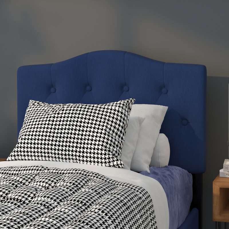 Ciriaca Arched Button Tufted Upholstered Headboard, Navy, Twin