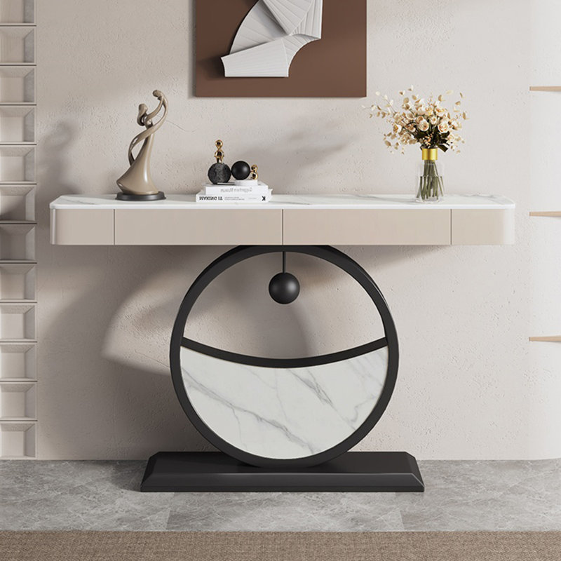 Console esthétique et fonctionnelle, Noir / blanc, Blanc / beige, H 36,61 po x l 59,06 po x P 11,81 po