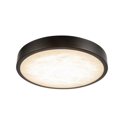 Andenne 7-in Alabaster dimmable LED Flush Mount with Matte Black Finish