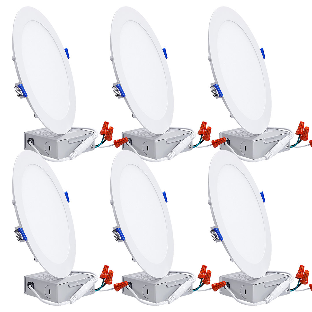 8 Inch LED Recessed Light with JBox, 5%-100% Dimmable Ultra Thin Ceiling lights, 4000K (Set of 6) TORCHSTAR