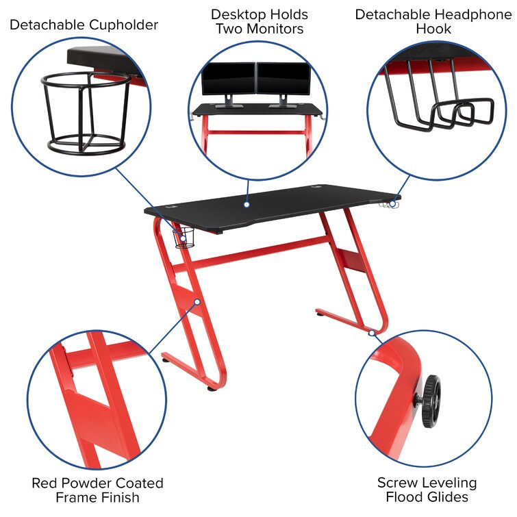 Flash Furniture Deepside Gaming Bundle-Cup/Headphone Desk