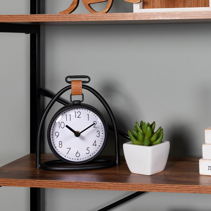 Horloge de table en métal noir