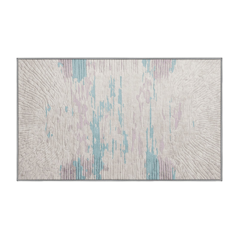 Tapis gris lavable à la machine, Rectangulaire 2 pi x 3 pi