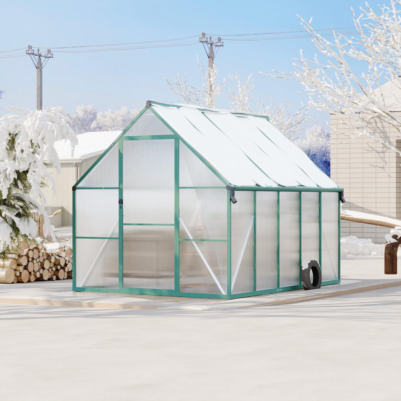 Polycarbonate Greenhouse for Outdoors, Heavy Duty Aluminum Frame Garden Greenhouse with UV Protection and Adjustable Roof Vent, All-Season Weather-Resistant Structure with Reinforced Stability