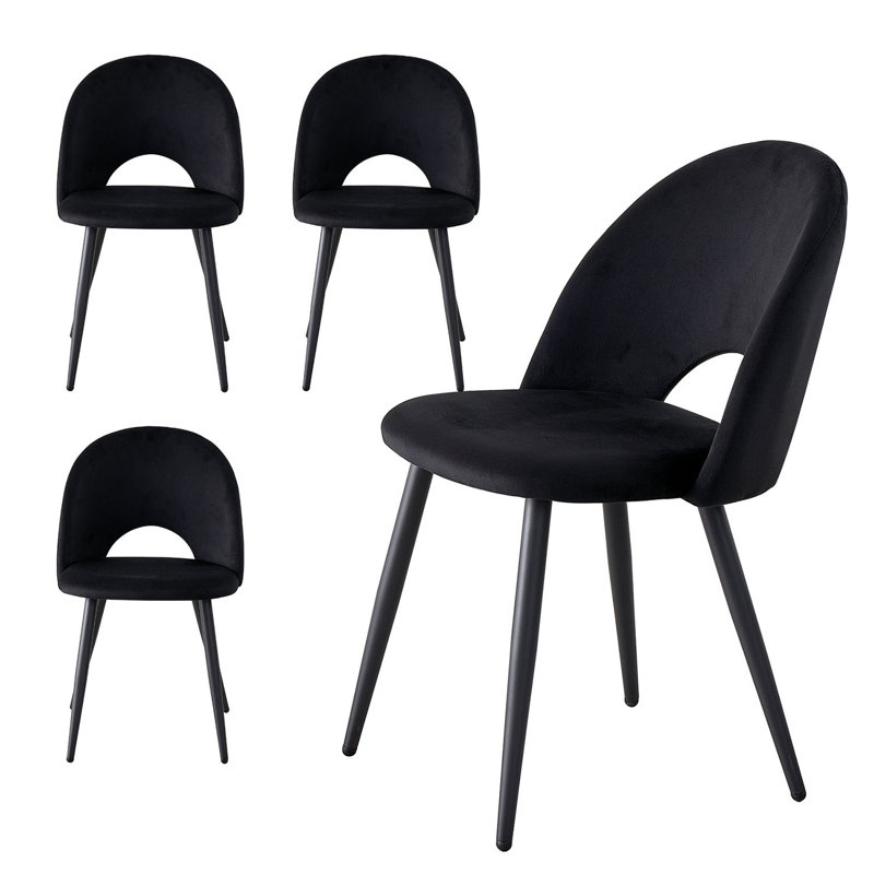 48cm H Upholstered Metal Side Chair, Black