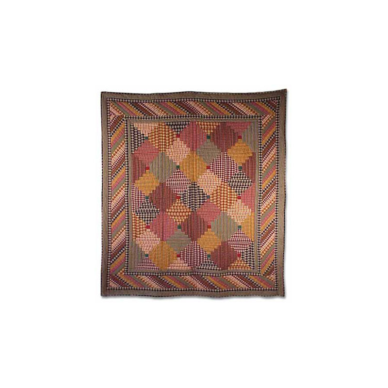 Harvest Log Cabin Quilted Throw Blanket