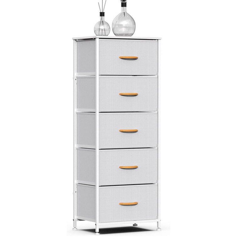 Commode de rangement 5 tiroirs Oakman, gris