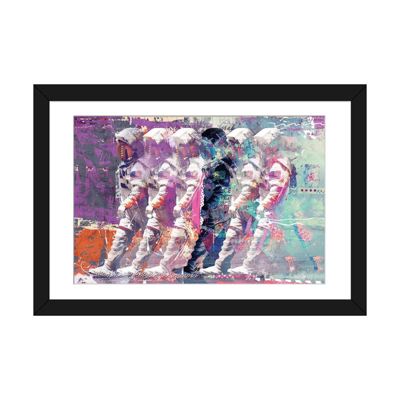 «Astronauts» par Teis Albers - Estampe numérique sur toile tendue avec châssis, H 16 po x l 24 po x P 1 po, Blanc