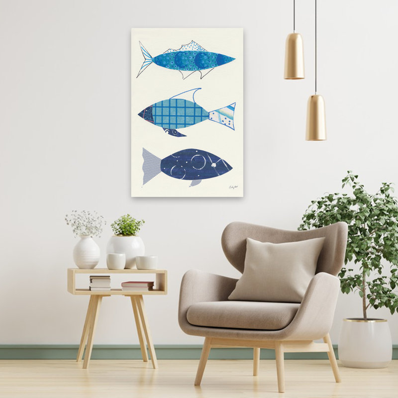 Go With The Flow III, animal côtier bleu, blanc, collage côtier, H 36 po x l 24 po