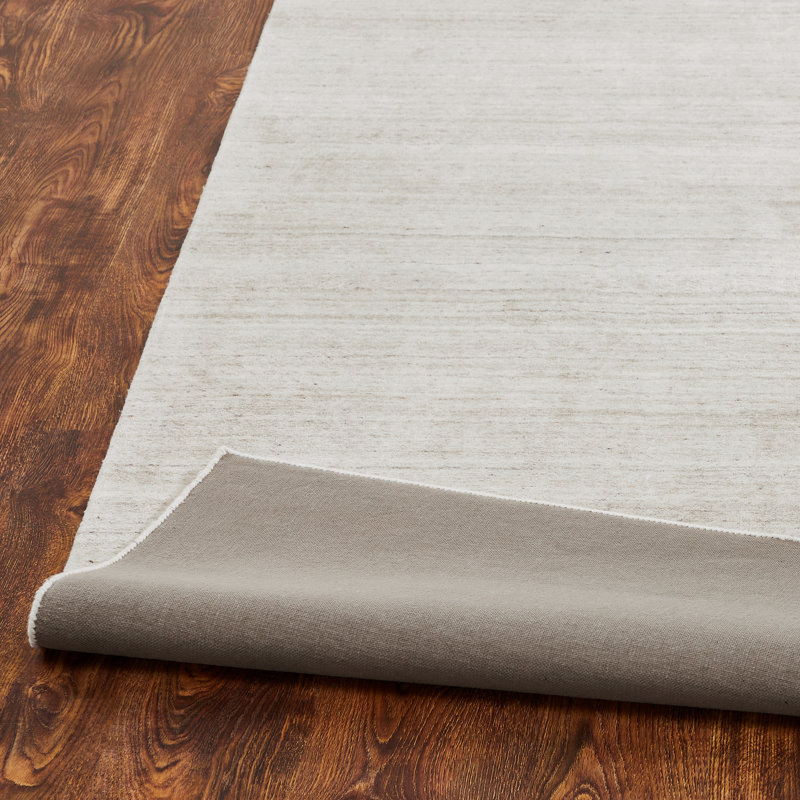 Chino Hand-Woven Ivory Area Rug, Rectangle 5'6" x 8'6", Beige