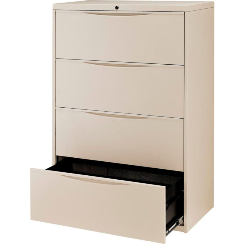 Putty 36" Steel 4-Drawer Lockable Lateral File Cabinet