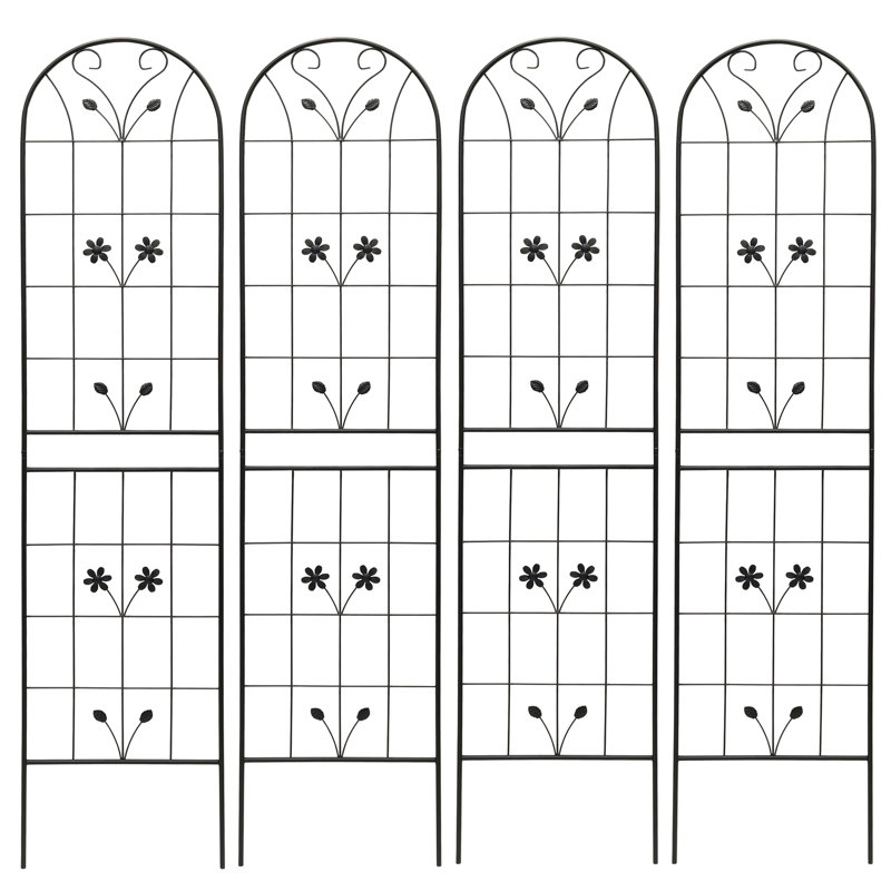 86 treillis de jardin en métal 86,7 po x 19,7 po, base de plante d'extérieur antirouille, noir, assemblage sans effort et support résilient, méthode, solide