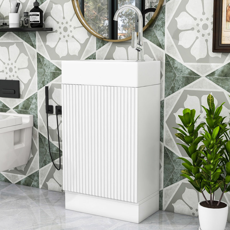Keliyah 18'' Single Bathroom Vanity with Ceramic Top