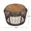 Table d'appoint ronde en bois d'acacia avec structure en corde tissée grise, plateau en teck, capacité de 150 lb, aucun assemblage requis, table d'appoint résistante aux intempéries pour le salon de patio-358716256