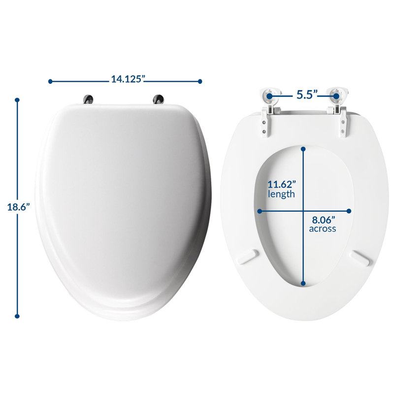 Padded Toilet Seat with Chrome Hinges(Elongated, White)