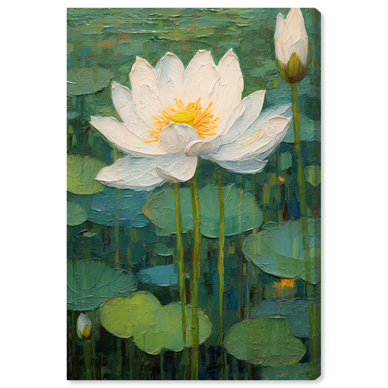 Art Remedy This Is My Waterlily, impressionisme encadré, H 45 po x l 30 po, Toile tendue