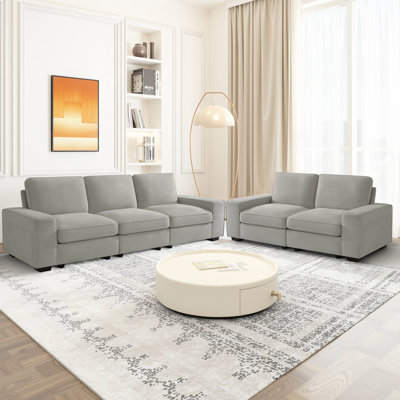 Modular Sofa Set Modern Couch  With Seats Storage, Comfy Chenille Fabric Couch For Living Room, Office, Apart Deep Seat, USB Charging, With Removable Cover
