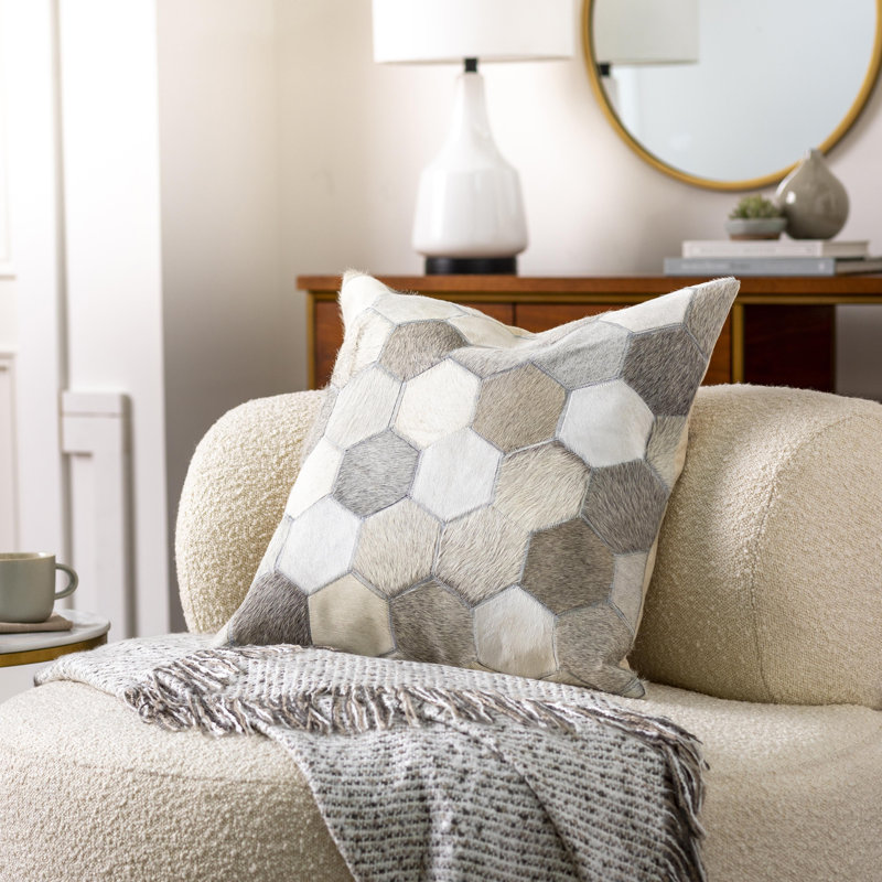 Fayet 18" Rustic Cotton and Leather Pillow Cover