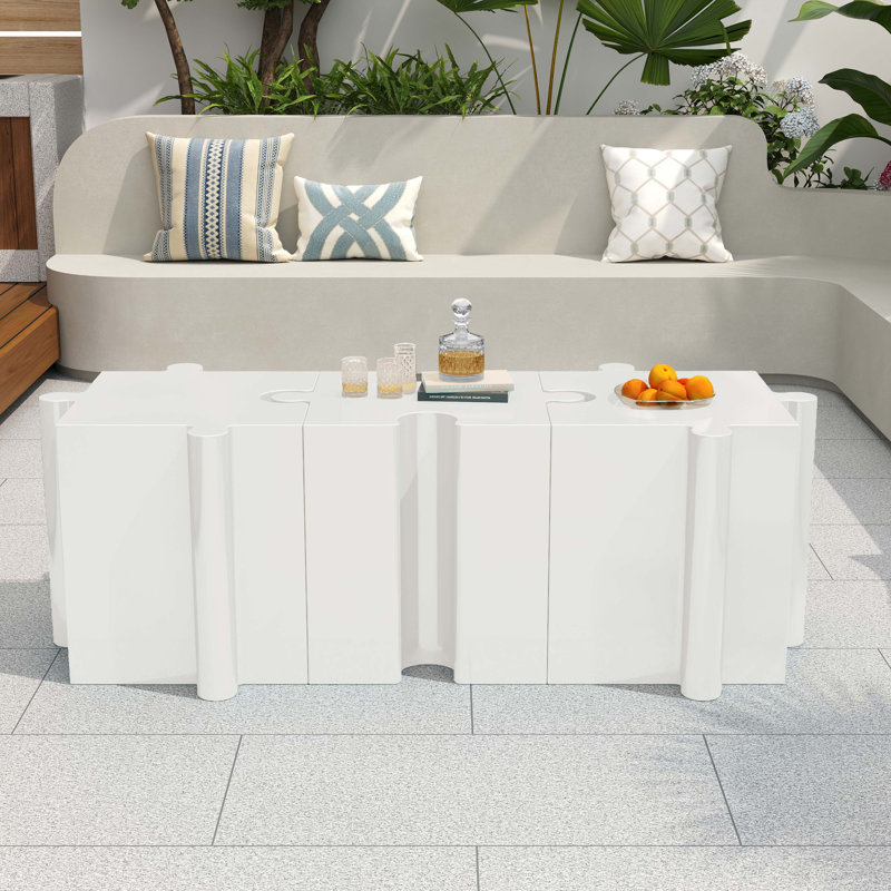Table d'appoint casse-tête, table modulaire à bords convexes MGO, 17.75" H x 15.75" W x 15.75" D, White