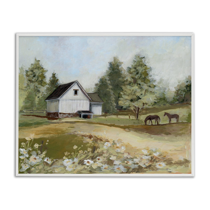 Illustration de paysage de grange, giclée par Susan Winget, Coastal White Giclee Framed, 16 x 20
