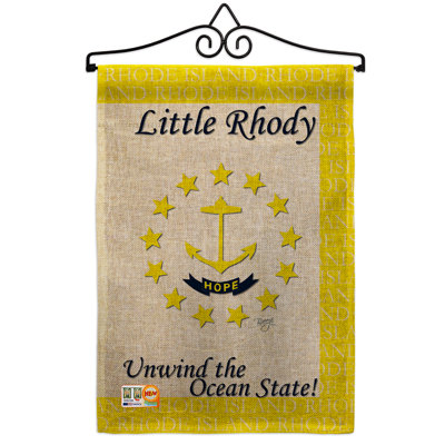 Rhode îlot 2 côtés en toile jute 19 x 13 po drapeau de jardin