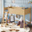 Lit peu encombrant avec rangement, lit mezzanine en bois aggloméré simple, chambre d'enfant moderne