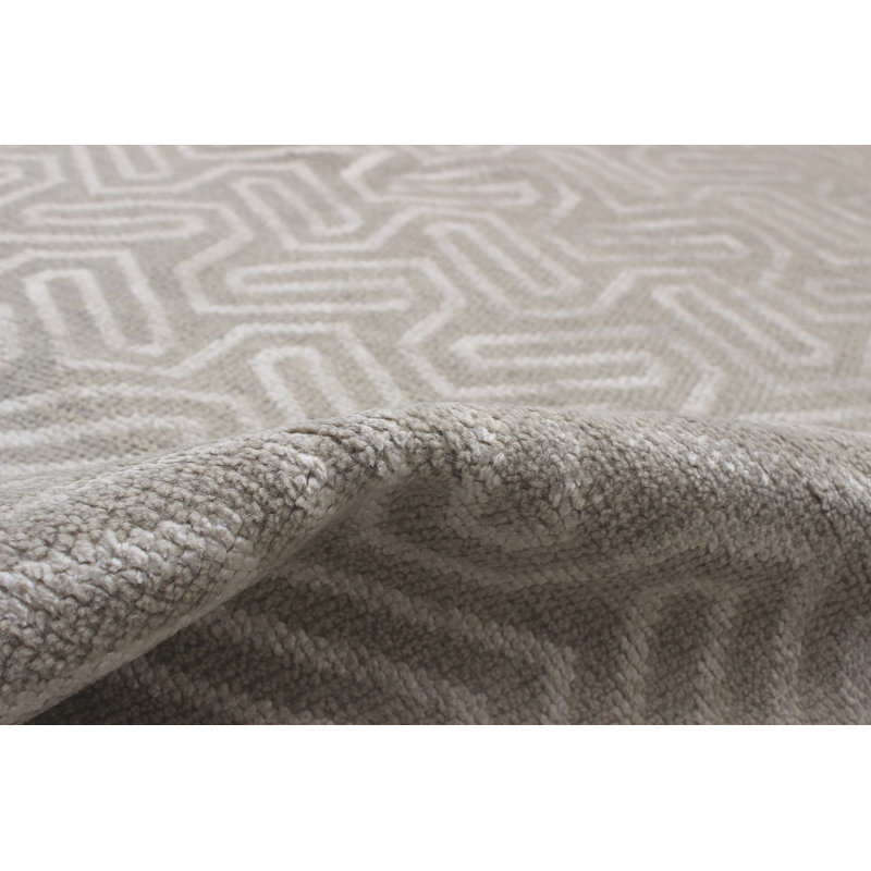 Tapis zone de viscose à la main 5 pi 3 po x 7 pi 7 po one-of-kind noué la kaki Delafield