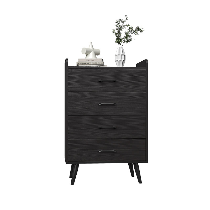 Commode verticale 23,62 po avec 4 tiroirs en tissu Teddy, Noir