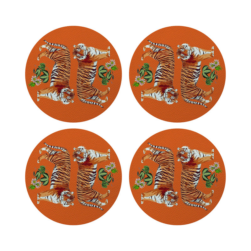 Tiger Seeing Double 16" Vinyl Placemat, Orange
