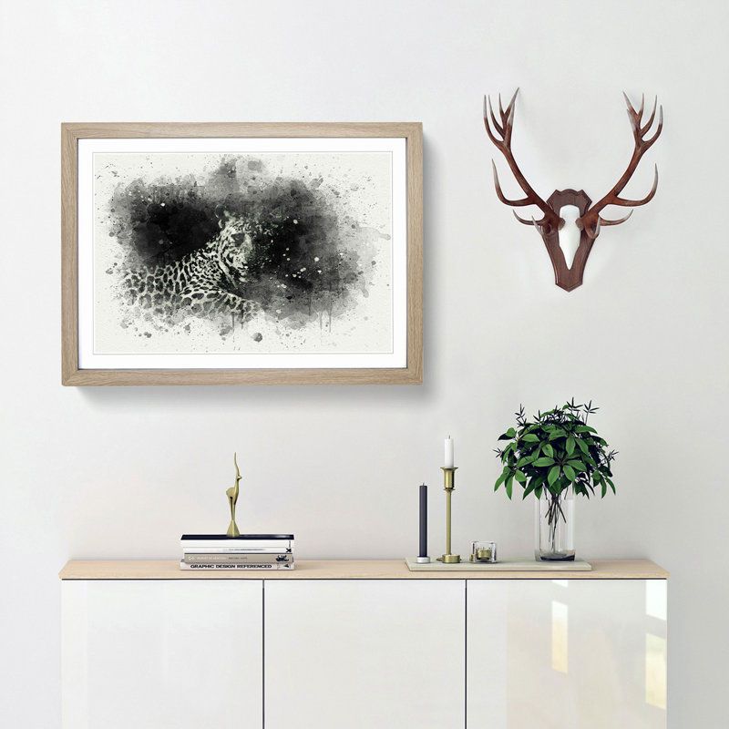 A Leopard in Abstract - Picture Frame Graphic Art Print, Oak Framed, 62cm H x 87cm W x 2cm D