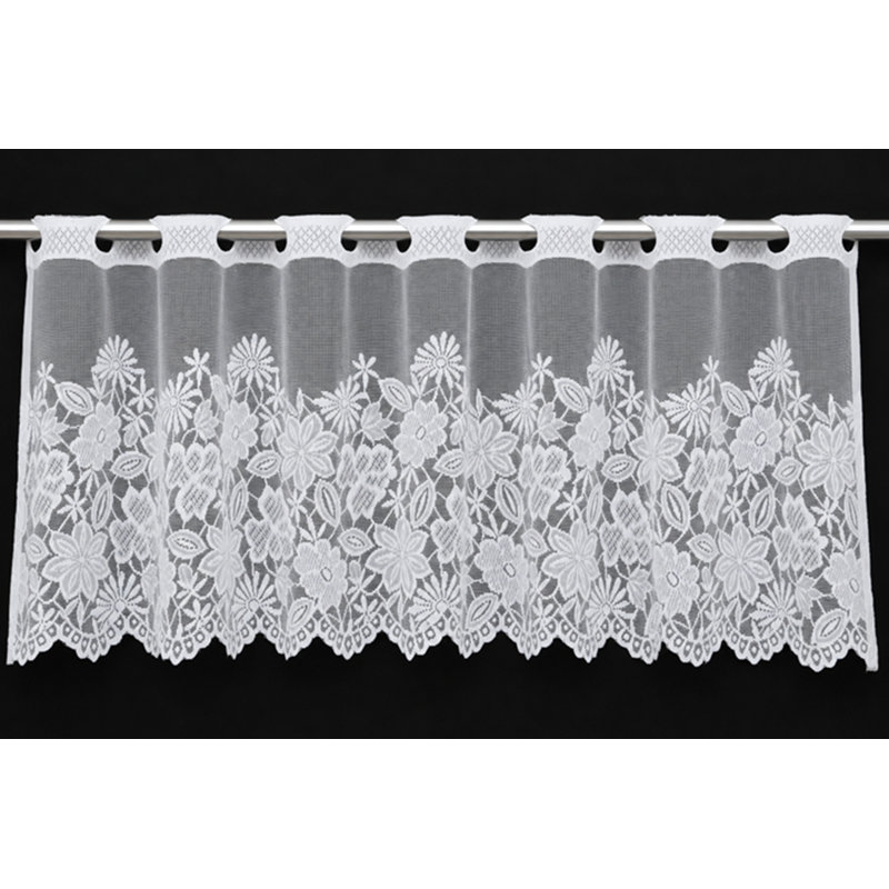 (60 "x 17") Cantonnière en dentelle - Blanc / Floral