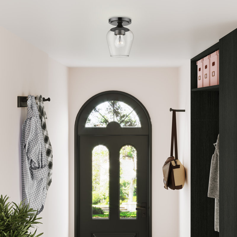 Darena Ora 1-Light 5.75" Flush Mount, Black Chrome
