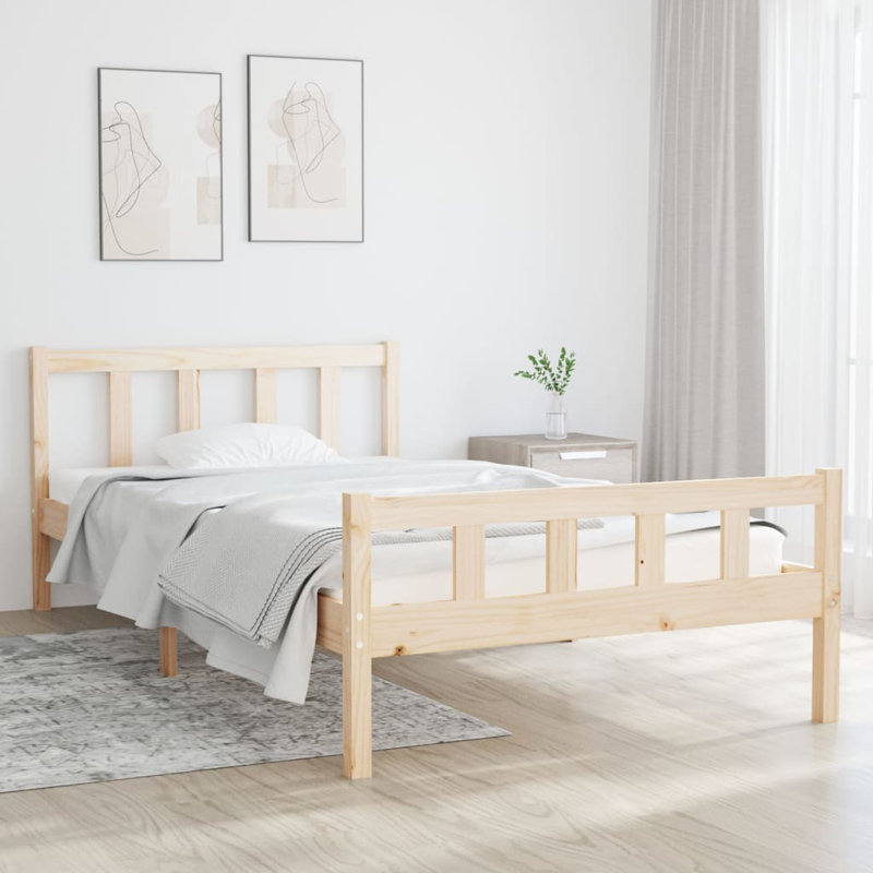 Bed Frame Solid Wood, natural, Single (3')