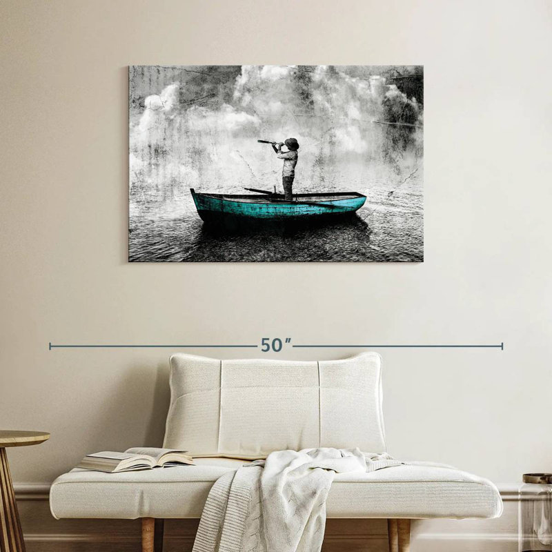 Mehar Man On Boat, 26" H x 39" W