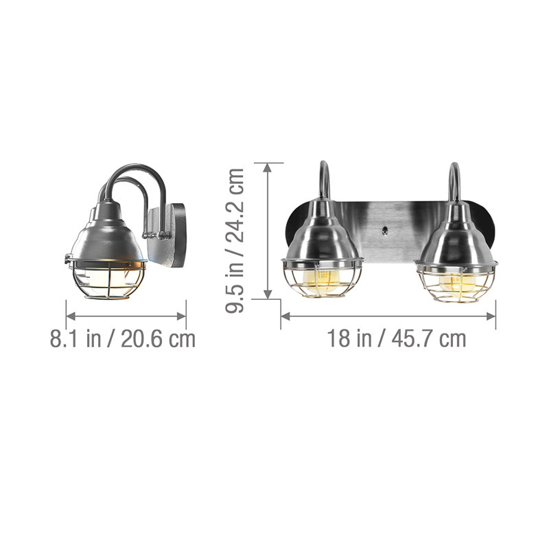 Bromberg 2 - Light Dimmable Vanity Light, Gray, Brushed Nickel