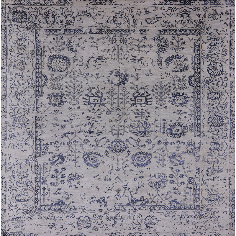 Tapis oriental gris Leilani, Carré 3 pi