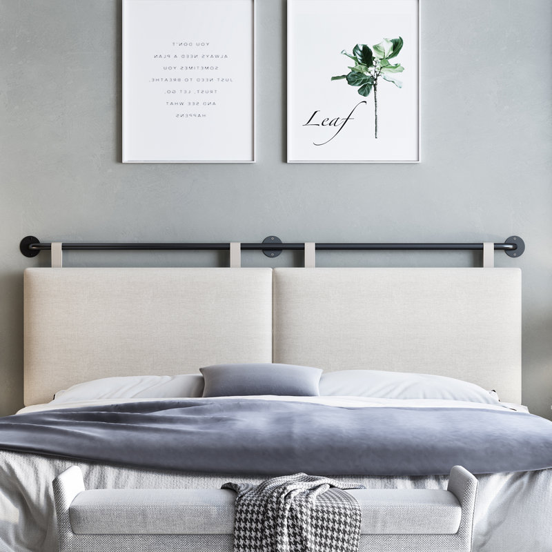 Upholstered King 100% Linen Panel Headboard, Beige, King