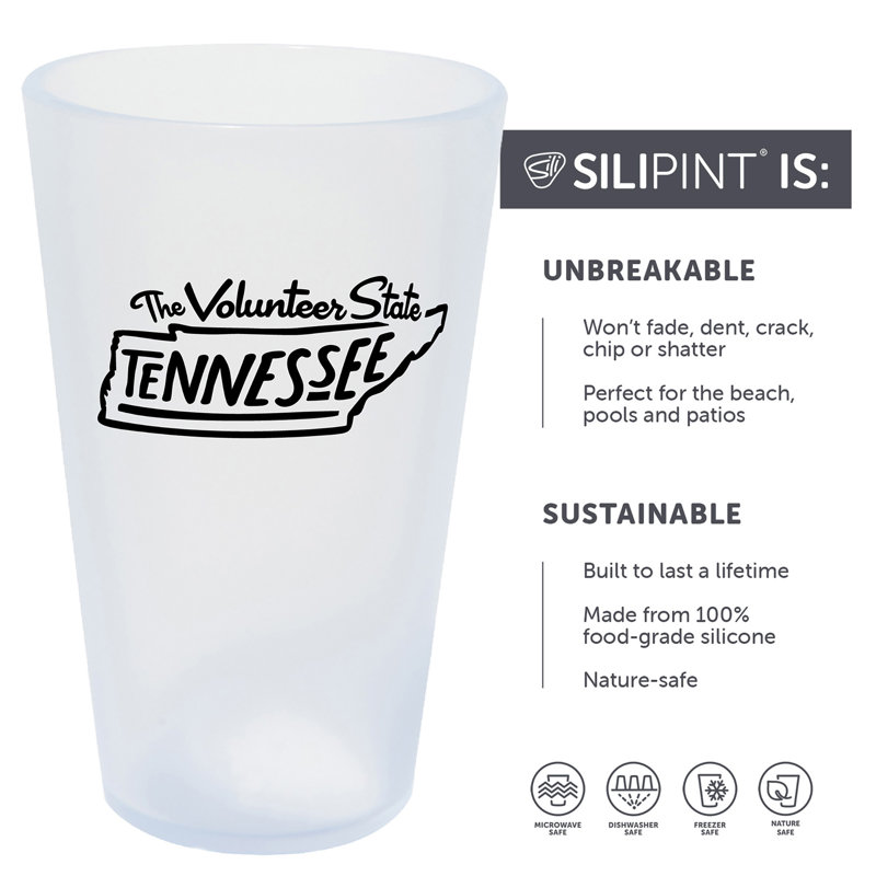 Silipint: Verres State Pint 16 oz: paquet de 2 - Tennessee - verres en silicone glaçons incassables
