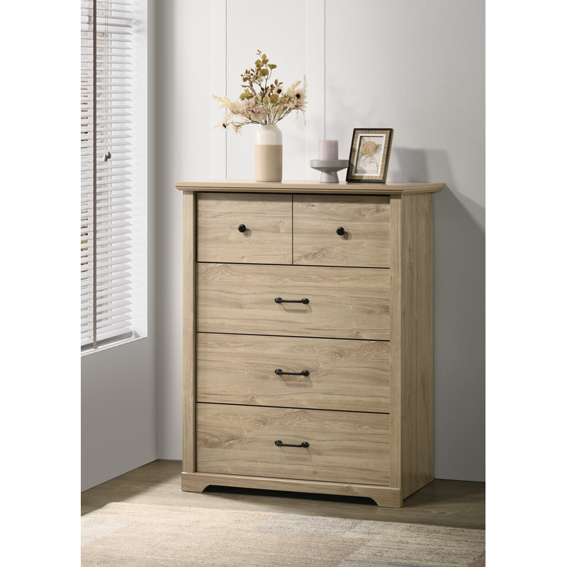 Commode blanche 4 tiroirs 32 pouces avec poignées noires | Idée de cadeau, Chêne clair