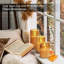 Gold Ribbed Glass Battery Operated LED Candles with Remote, Flameless Candle Gift Set with Timer, Warm White Light- Include 6 Batteries - Set of 3