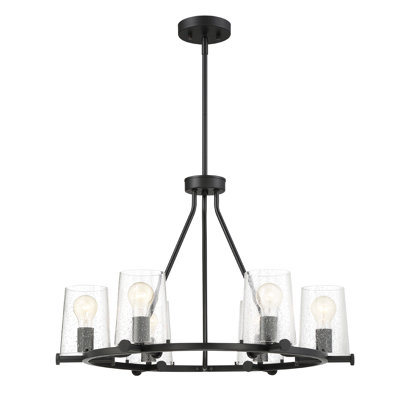 Glendo 6 - Light Steel Dimmable Wagon Wheel Chandelier