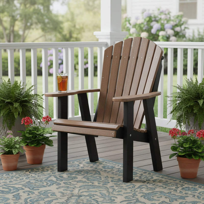 Chaise Adirnondack en acajou et polywood noir, Brun / Noir