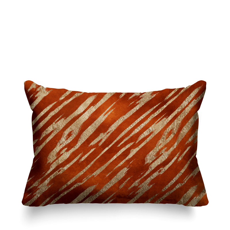 Coussin lombaire intérieur / extérieur abstrait Sana, Orange / doré