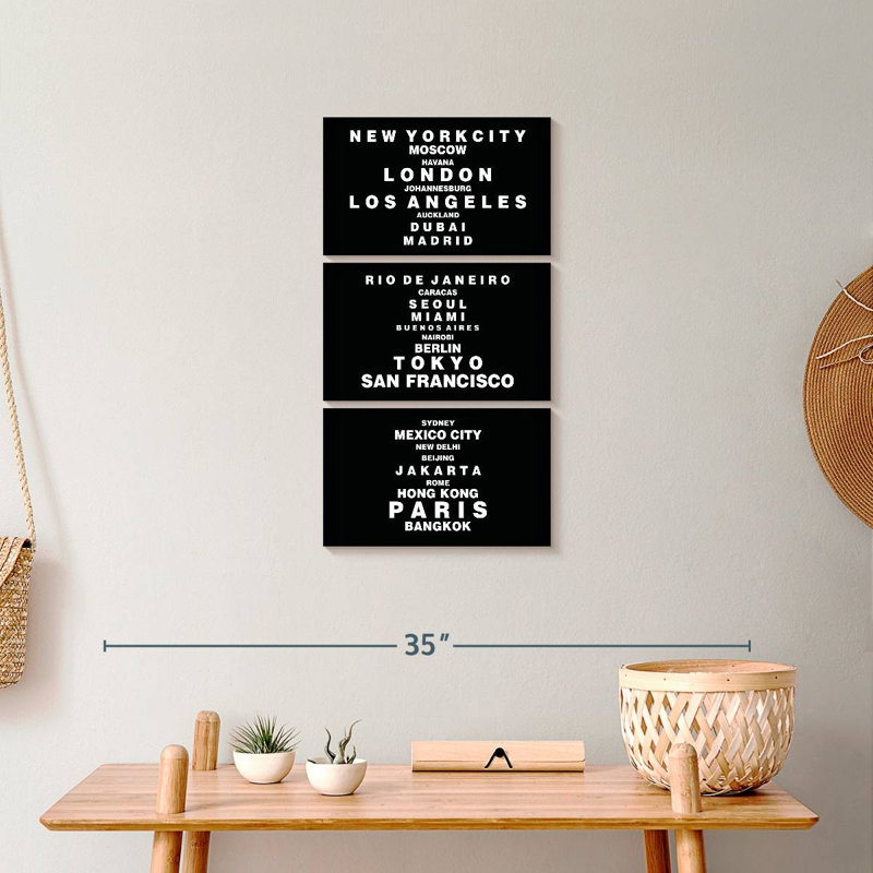 Reproduction sur toile multi-pièces World World, H 27 po x l 12 po x P 1 po