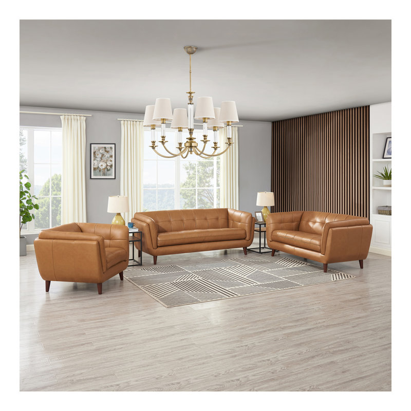 Causeuse en cuir Solana, Caramel